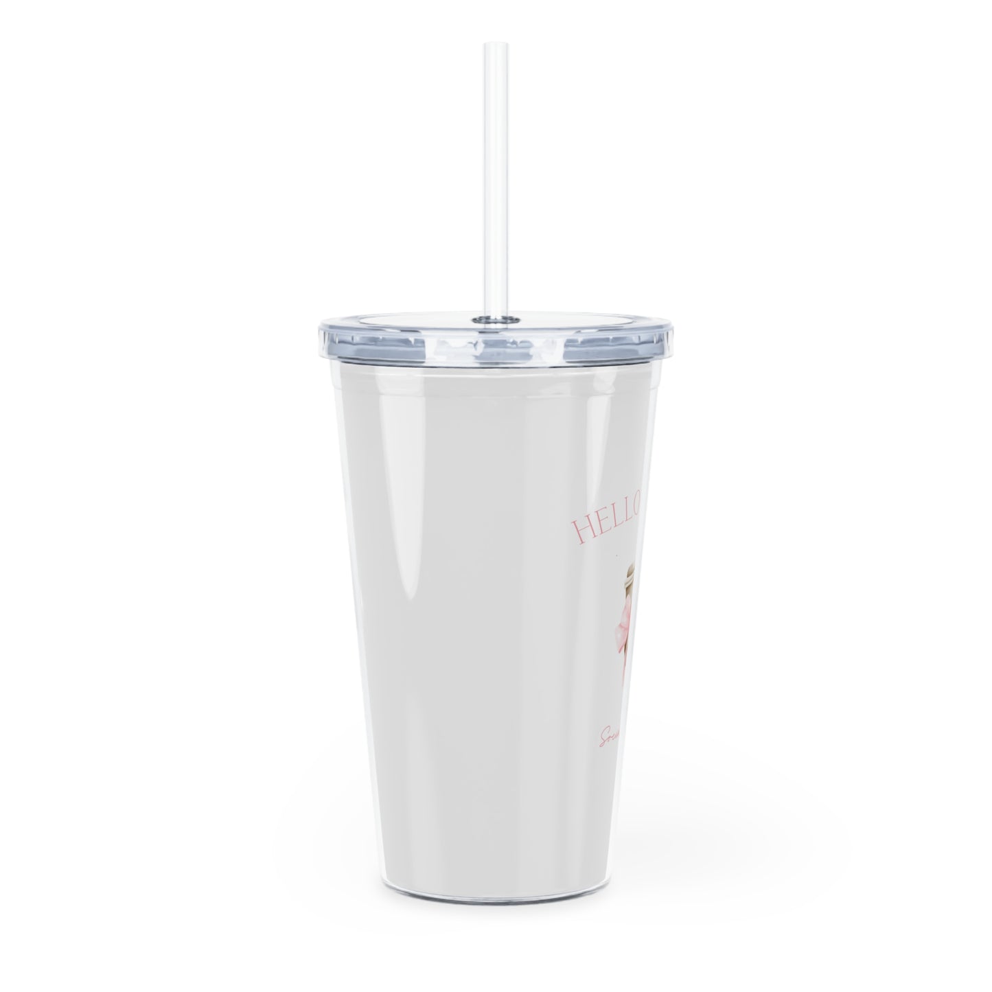 Hello Coffee Bows Plastic Tumbler w/ Straw