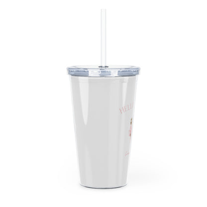 Hello Coffee Bows Plastic Tumbler w/ Straw