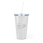 Floral Coffee Plastic Tumbler w/ Straw