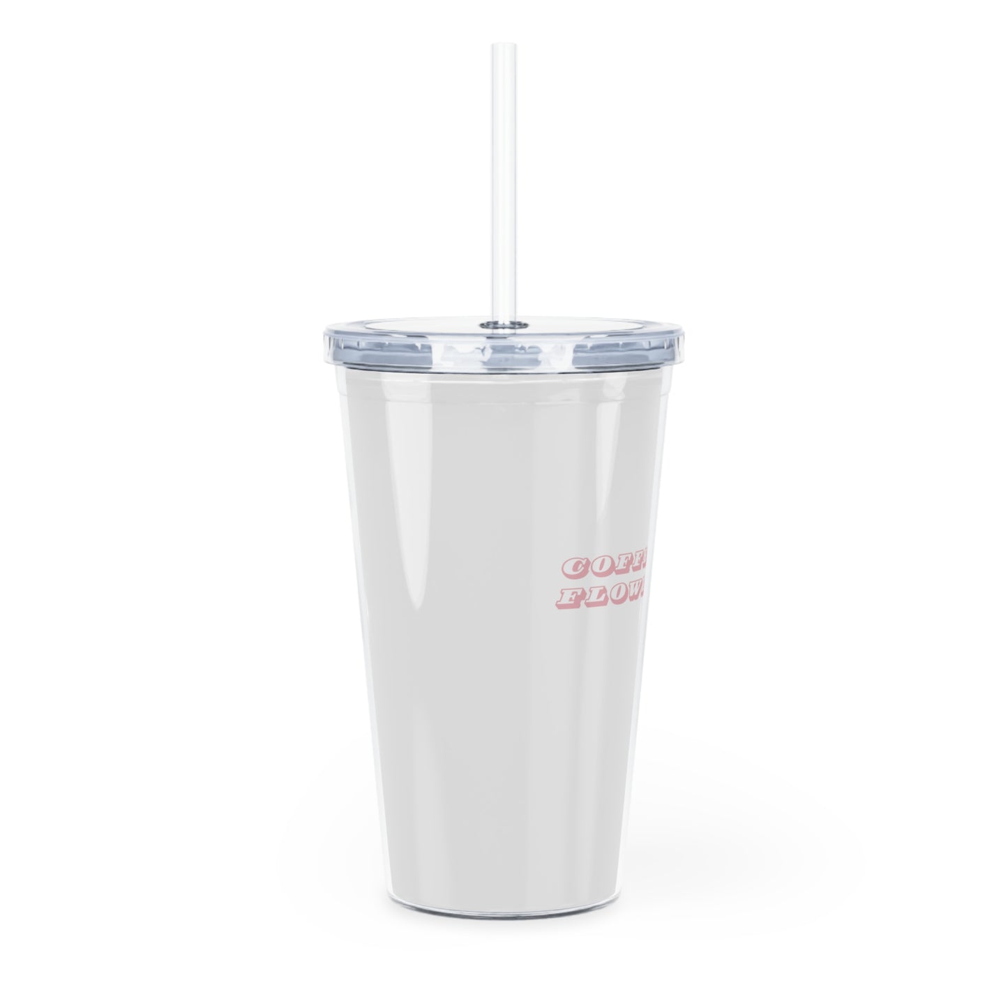 Coffee & Flowers Plastic Tumbler w/ Straw